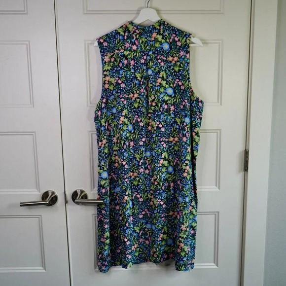J Jill Dress Womens XL Midi Button Front Boho Cottagecore Dainty Floral Coastal - Picture 7 of 8